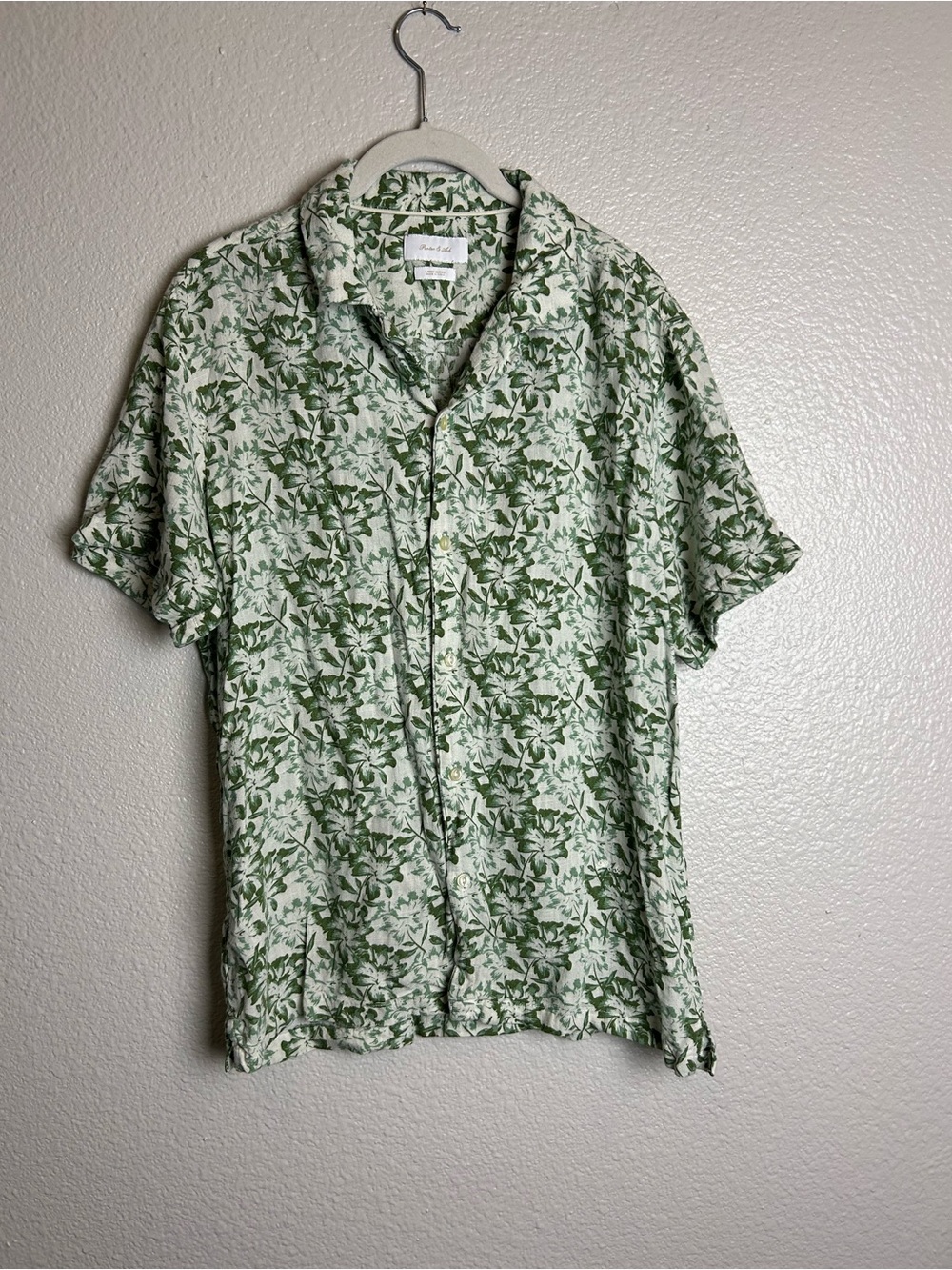 Porter & ash Men’s Button Down Linen Blend Oversized Shirt Size M floral Lightwe